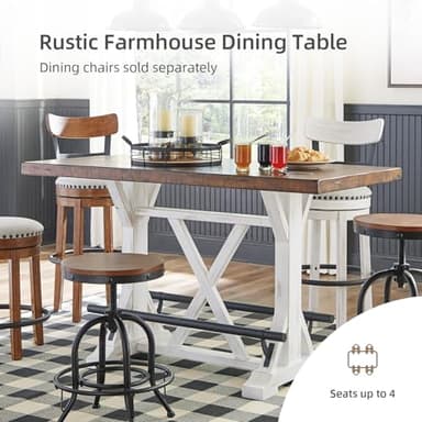 Signature Design by Ashley Valebeck Rustic Farmhouse 36" Counter Height Dining Table, Brown & White - Image 8