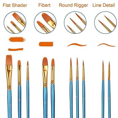 60 Pcs Acrylic Paint Brush Set, Oil & Watercolor - Professional Artist Brushes with Wooden Handle Nylon Hair Brushes - Bulk Art Supplies for Adults, Kids & Beginners - Image 2