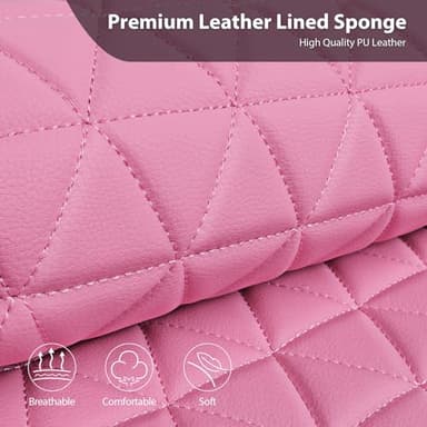 CAR PASS Bling Diamond Pink Leather Car Seat Covers for 2 Front Seats Protector, Waterproof Shining Glitter Sparkly Crystal Universal Armrest Fit Automotive Truck SUV Cute Women Girl, Pink Rhinestone - Image 3