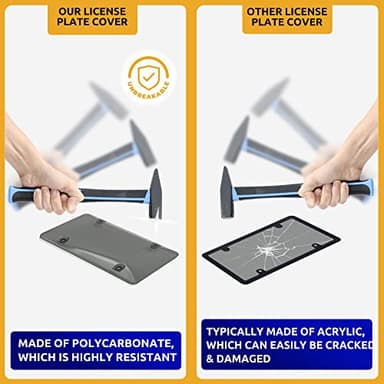 Unbreakable License Plate Covers | Front & Rear Shield Fastening for Car Frames | Premium 6"x12" Auto & Truck Accessories - Image 6