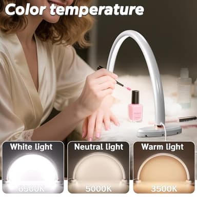 Small Half Moon Light for Nail Desk, 3 Color Temperature 3500K-6500K,180°Surround Moon Light Nail Tech,Half moon nail lamp for Manicure Sculpture Handicrafts etc Lighting,Personal DIY use 16inch - Image 4