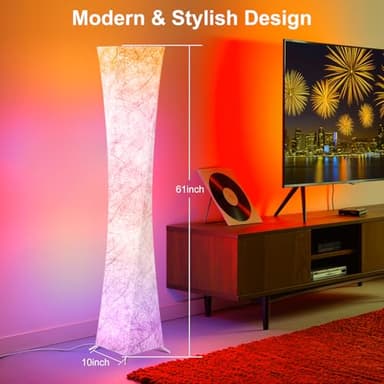 WORLD WIN Floor Lamp, 61'' Smart RGB LED Corner Lamp with Music Sync and 16 Million DIY Colors, 3 Color Temperature, APP & Remote Control, Color Changing Standing Floor Lamp for Bedroom Living Room - Image 2