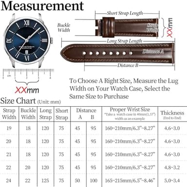 REZERO Leather Watch Bands, Handmade Quick Release Watch Straps, Luxury Full-Grain Vegetable-Tanned Leather Watch Bracelets, Sturdy & Wear-Resistant, Watch Band Replacements for Men 19/20/21/22/24mm - Image 6