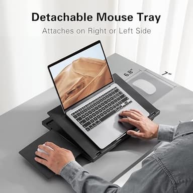 Adjustable Lap Desk - with 6 Adjustable Angles, Detachable Mouse Pad, & Dual Cushions Laptop Stand for Car Laptop Desk, Work Table, Lap Writing Board & Drawing Desk on Sofa or Bed by HUANUO - Image 2