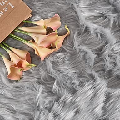 Latepis 3x5 Faux Sheepskin Rug, Faux Fur Rug for Living Room, Fluffy Washable Rugs for Bedroom, Teen Bedroom Decor, Grey Fluffy Rugs, Rectangle - Image 6