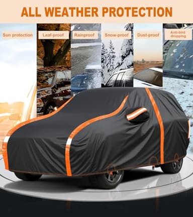 Sunwhale Car Cover Waterproof All Weather for SUV Automobiles UV Protection Snowproof Rain Sun with Door Zipper Full Exterior Outdoor Full Car Cover Universal Fit Up to 187" - Image 7