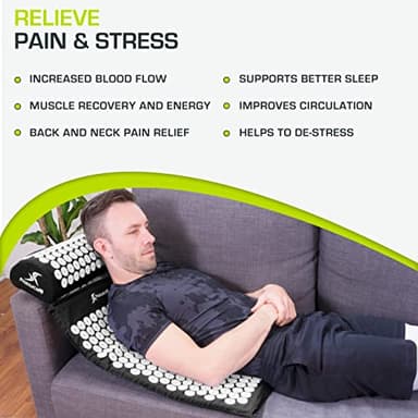 ProsourceFit Acupressure Mat and Pillow Set for Back/Neck Pain Relief and Muscle Relaxation, Black - Image 4