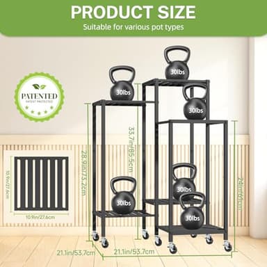 iDavosic.ly 6 Tier Plant Stand Indoor with Wheels, Metal Tiered Corner Flower Holder Shelf Outdoor for Large Pots, Tall Rolling Rack for Patio Porch Garden Balcony Living Room, Modern Black - Image 5