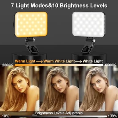 Hagibis LED Camera Light - Portable Photography Lighting with 60 LED, 2200mAh Rechargeable Battery, 7 Modes, 10-Level Brightness, Clip-on Light for Phone/Tablet/Laptop - Image 3