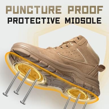 Furuian Steel Toe Boots for Men Women Comfortable Lightweight Work Boots for Men Slip Resistant High Top Steel Toe Safety Shoes Puncture Proof Indestructible Construction Boots - Image 3
