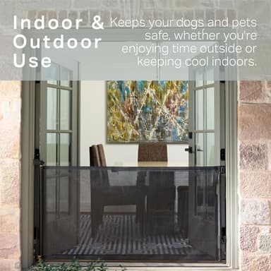 Cumbor Retractable Baby Gates - Wide Dog & Child Fence for The House, 33" Tall, Extends to 76", Extra Long Mesh Pet Safety Gate for Stairs, Doorways & Hallways, Porch, Indoor/Outdoor (Black) - Image 5