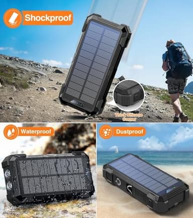 Solar Charger Power Bank, 42,800mAh Wireless Portable Charger with USB-C in/Output, QC3.0 Fast Charging 15W 4 Ports Outdoor Battery Pack Built-in LED Flashlight, for iPhone, Galaxy, iPad etc - Image 6