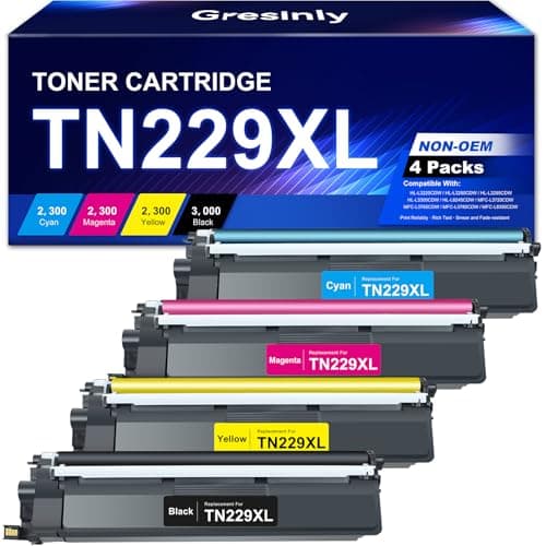 TN229XL TN229 XL /V Toner Cartridge High Yield 4-Pack with Chip Compatible for Brother TN229 TN229XL Toner Cartridges MFC-L3720CDW L3780CDW HL-L3280CDW L3220CDW L3300CDW Printers