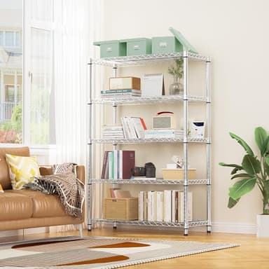 M MZG Steel Storage Shelving 5-Tier Utility Shelving Unit Steel Organizer Wire Rack for Home,Kitchen,Office,Garage, 1750 LBS Capacity 17.7" D x 47.2" W x 72.3" H - Image 2