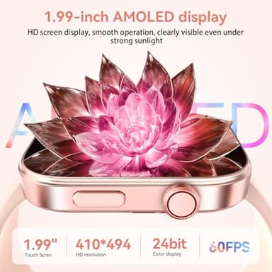 aeac Smart Watch for Women Men iPhone & Android,1.99" AMOLED Screen 3ATM Waterproof Fitness Watch with Answer/Make Call AI Voice,24H-Heart Rate/SpO2/BP Monitor,120+ Sports Modes (Pink, 1.99) - Image 4