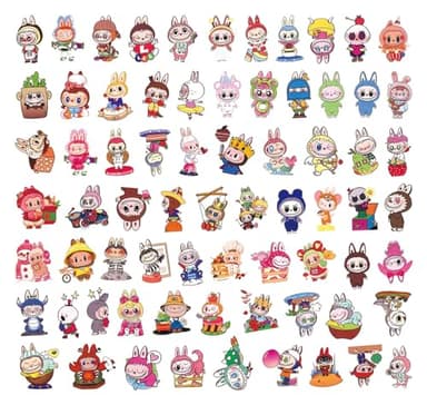 70 Pcs Labubu Cartoon Sticker Water Bottle Fun Cute Stickers Suitable for Teenagers and Adults Vinyl Stickers Suitable for Laptop Skateboarding Party Supplies - Image 5