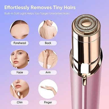 Facial Hair Remover for Women- as Seen on TV Painless Face Shaver -Mini Hair Remover, Electric Razor Shaver Portable Bikini Epilator for Lips, Chin, Armpit, Peach Fuzz, Fingers, Neck, Cheek(Rose Gold) - Image 2