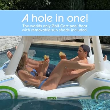 FUNBOY Country Club Golf Cart Pool Float, Two Cup Holders, Removable Fringe Shade, Float for Summer Pool Party and Entertainment - Image 3