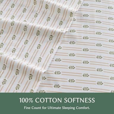 HYPREST 100% Cotton Sheets Queen - 600 TC Deep Pocket Queen Sheets up to 18", Striped Patterned Crispy Percale Queen Sheets Soft Breathable Durable - Image 6