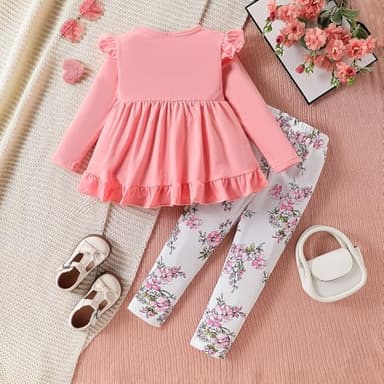 Ayzozuy Toddler Girl's Clothing High Low Long Sleeve Solid Color Top and Pants Girl's Fall/Winter Set (3-4T) - Image 7