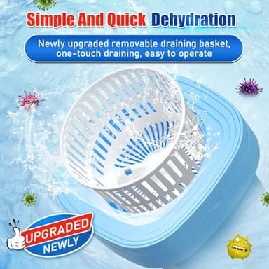 Portable Washing Machine with 3 Intelligent Cleaning Modes, 11L Mini Washer with Foldable Design, Mini Folding Washing for Travel, Camping, Apartment, Dorm, Baby Clothes, Socks and Underwear - Image 4