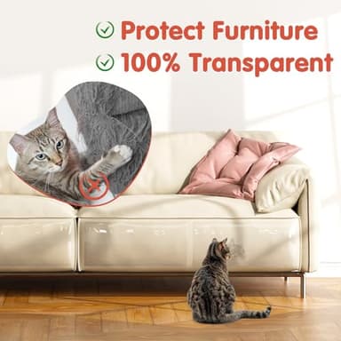 Secopad 18 Pcs Large Cat Scratch Furniture Protector, Transparent Couch Protector from Cat Claws, Single-Sided Self Adhesive Anti Pet Deterrent Sofa Cover, 17in - Image 4