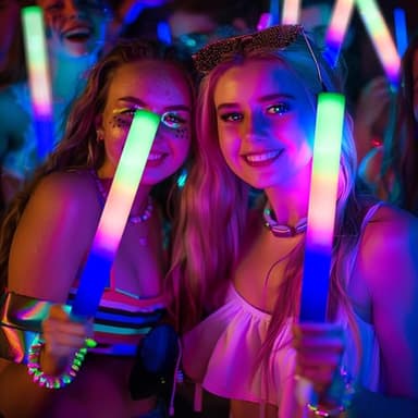 pelreame 55 Pcs LED Foam Glow Sticks Bulk,Foam Light Up Sticks 3 Modes of Color Flashing,Glow in The Dark Party Supplies for Birthday,Wedding,Raves,Carnival,New Year,Concert,Halloween Christmas - Image 2