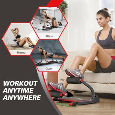 WONDER CORE SMART, Ab Workout Equipment, Sit Up Machine & Exercise Equipment, Ab Crunch Machine for Stomach Workout, Ab Core Trainer Abdominal Machine, Fitness Equipment for Home Gym (Red) - Image 7