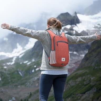 Esup 15L Lightweight Hiking Backpack Foldable Small Travel Backpack Packable Camping Backpack for Women Men (Dark Orange) - Image 6
