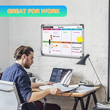 Small Weekly Calendar Dry Erase Whiteboard for Wall, 16" x 12" Magnetic Dry Erase Board, Hanging Double-Sided White Board, Portable Board for List, Kitchen, Planning, Memo, Home, Office - Image 5