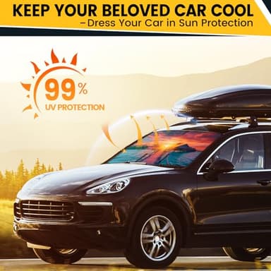 Car Windshield Sun Shade - Foldable Car Sun Shade Windshield for Front Window, Reflector Sunshade Offers Ultimate Protection for Cars Interior (55.2 x 31.5 in) - Image 2