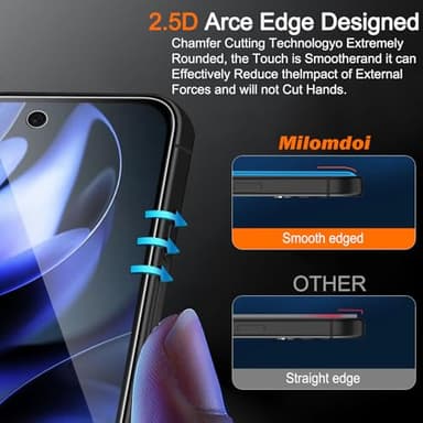 Milomdoi 3 Pack Tempered Glass for Google Pixel 9A Screen Protector with 3 Pack Camera Lens Protector, Ultra 9H Accessories [Support Fingerprint Unlock] Case Friendly, Mounting Frame - Image 6