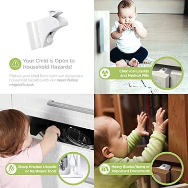 Skyla Homes Magnetic Cabinet Locks Baby Proofing Child Safety - The Safest Quickest and Easiest Multi-Purpose 3M Adhesive Child Proof Latches, No Screws or Tools Needed (12 Pack) - Image 2