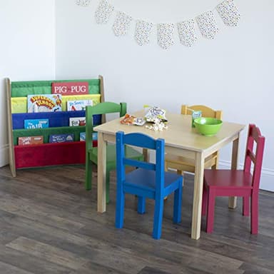 Humble Crew Kids Wooden Table and 4 Chairs Set, Natural/Primary - Kids Table and Chair Set for Toddlers and Children for Arts, Crafts, and Snack Time - Sturdy, Durable Toddler Activity Table - Image 2