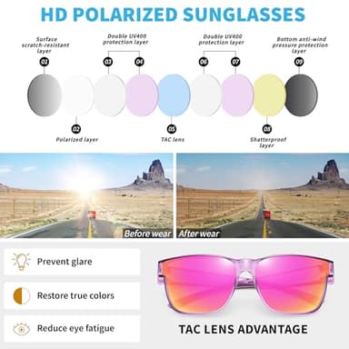 URUMQI Polarized Sunglasses Fit Over Glasses for Men Women, Oversized Square Sun Glasses UV400 Protection Shades - Image 6