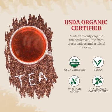 52USA Organic Rooibos Tea, 1 LB, Red Rooibos Loose Leaf Tea, Naturally Caffeine-Free, Pure South African Red Bush Herbal Tea, Non-GMO, USDA Organic - Image 2