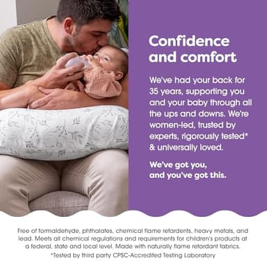 Boppy Nursing Pillow Cover - Soft, Hypoallergenic Washable Microfiber Bottle & Breastfeeding Pillow Covers (Redesigned Feeding Pillow Sold Separately) - Gray Gentle Leaves - Image 5