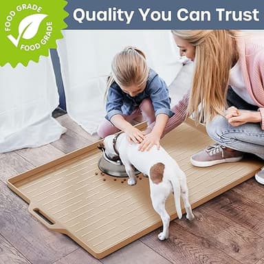 Large Dog Bowl Mat Pet Feeding Mat for Floor Waterproof with Edges, Silicone Placemats for Cat and Dog Water Bowl, Nonslip Pet Food Mat, Tray for Dog Bowls - Image 7