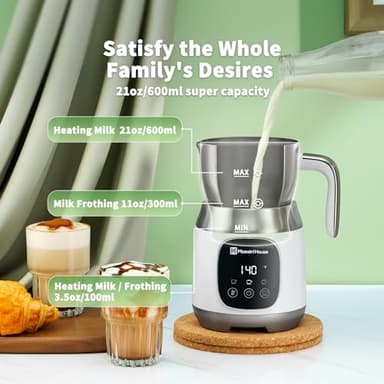 Maestri House Milk Frother, 21OZ Variable Temp and Froth Thickness Milk Frother and Steamer, Smart Touch Control Milk Warmer, Dishwasher Safe, Memory Function for Latte Cappuccino Hot Chocolate - Image 6