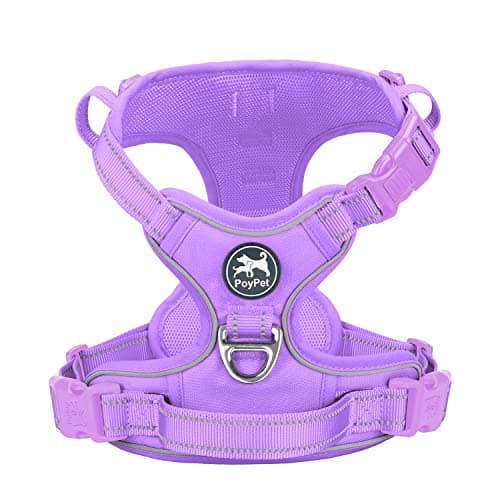 PoyPet No Pull Dog Harness, No Choke Reflective Dog Vest, Adjustable Pet Harnesses with Easy Control Padded Handle for Small Medium Large Dogs(Light Purple Matching Trim,S) - Image 1