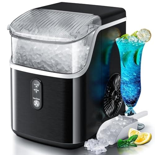 Nugget Ice Maker Countertop,Ready in 6 Mins, 34lbs/24H,Auto-Cleaning Portable Ice Maker with Basket and Scoop, for Home/Kitchen/Camping/RV. (Black) - Image 1