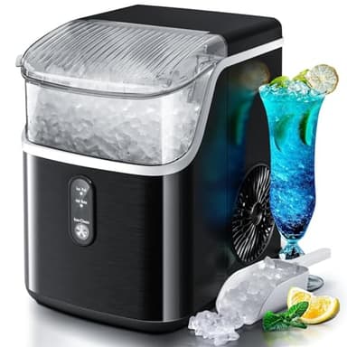 Nugget Ice Maker Countertop,Ready in 6 Mins, 34lbs/24H,Auto-Cleaning Portable Ice Maker with Basket and Scoop, for Home/Kitchen/Camping/RV. (Black) - Image 1