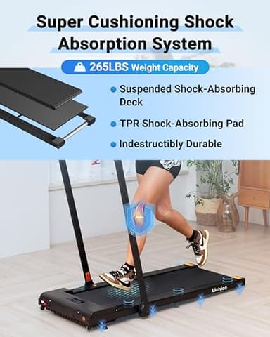 LICHICO Walking Pad Under Desk, 2 in 1 Portable Folding Treadmill, 3.0HP Brushless Motorized Electric Treadmill, Larger Running Area, Small Mini Running Machine for Home - Image 5