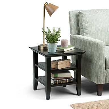 SIMPLIHOME Acadian SOLID WOOD 19 inch Wide Square Transitional End Table in Black for the Living Room and Bedroom - Image 3