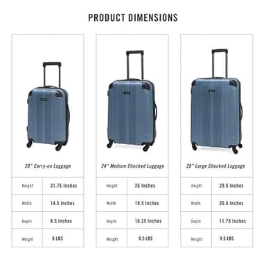 Kenneth Cole REACTION Out of Bounds Lightweight Hardshell 4-Wheel Spinner Luggage, Granite Blue, 28-Inch Checked - Image 6