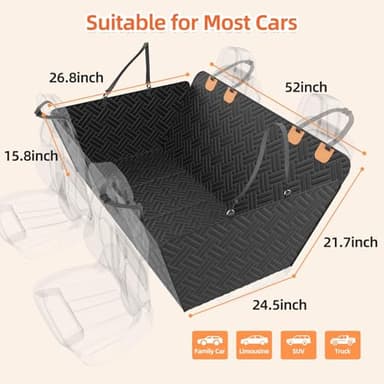 LEHNI Back Seat Extender for Dogs,Hard Bottom Car Seat Cover for Dogs with Mesh Window,Waterproof Backseat Pet Cover Hard Bottom-Dog Car Seat Cover for Back Seat Dog Hammock for Car/SUV - Image 3