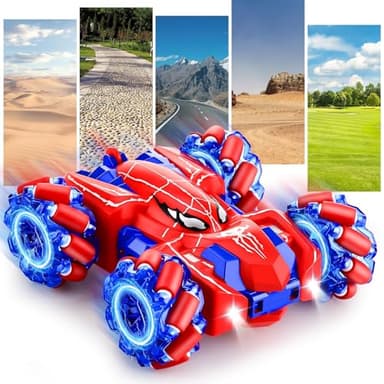 Beiqiden Spider Remote Control Car for Boys 4-6,360° Rotating Double-Sided Rechargeable RC Stunt Cars with Cool Headlights,2.4Ghz 4WD Off-Road Racing Cars for Kids Age 4 5 6 7 8 9 10 11 12 (Red1) - Image 6