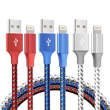 MenoSupp iPhone Charger 3Pack 10FT MFi Certified Nylon Braided Cord Fast Charging Lightning Cable Compatible with iPhone 14/13/12/11 Pro/11/XS MAX/XR and More - Image 1