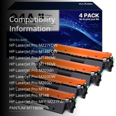 WEAREC 94A Toner Cartridge Replacement for HP 94A CF294A Black Toner Cartridge Compatible for Laserjet Pro MFP M227fdn M227fdw M227sdn M203d M203dn M203dw M148 M118 M149 Printer(4-Pack) - Image 3