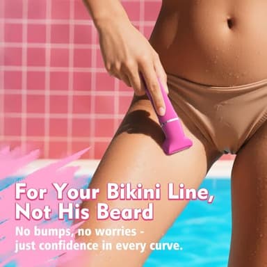 Electric Razors for Women - IPX7 Waterproof Pubic Hair Remover for Shower & Travel, 3-in-1 Bikini Trimmer with Body/Round/Curved Heads, Hypoallergenic Foil & Ceramic Blades, Self-Care Gifts for Her - Image 4